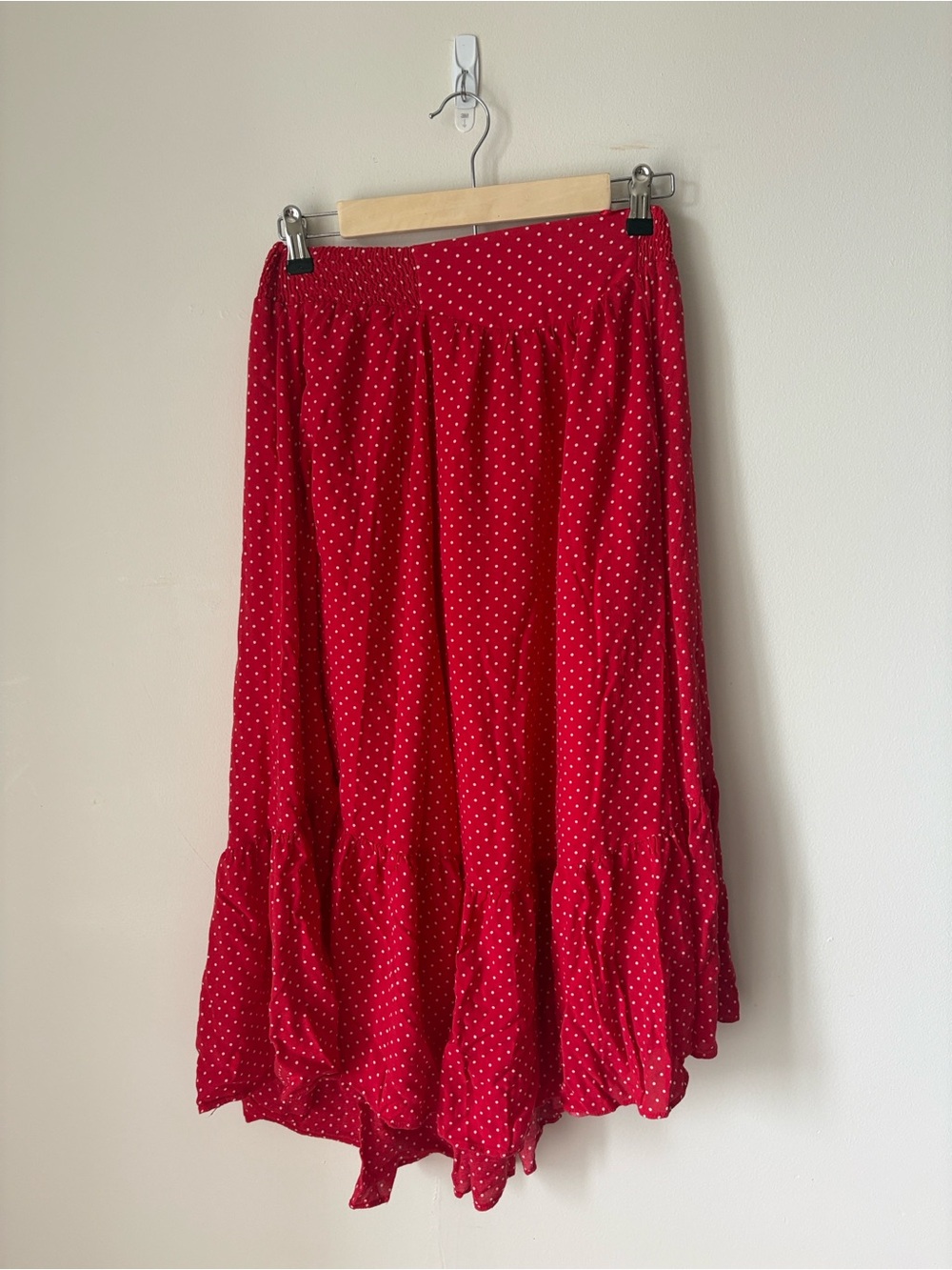 Free People Red and White Polka Dot Layered Maxi Skirt - Picture 1 of 4